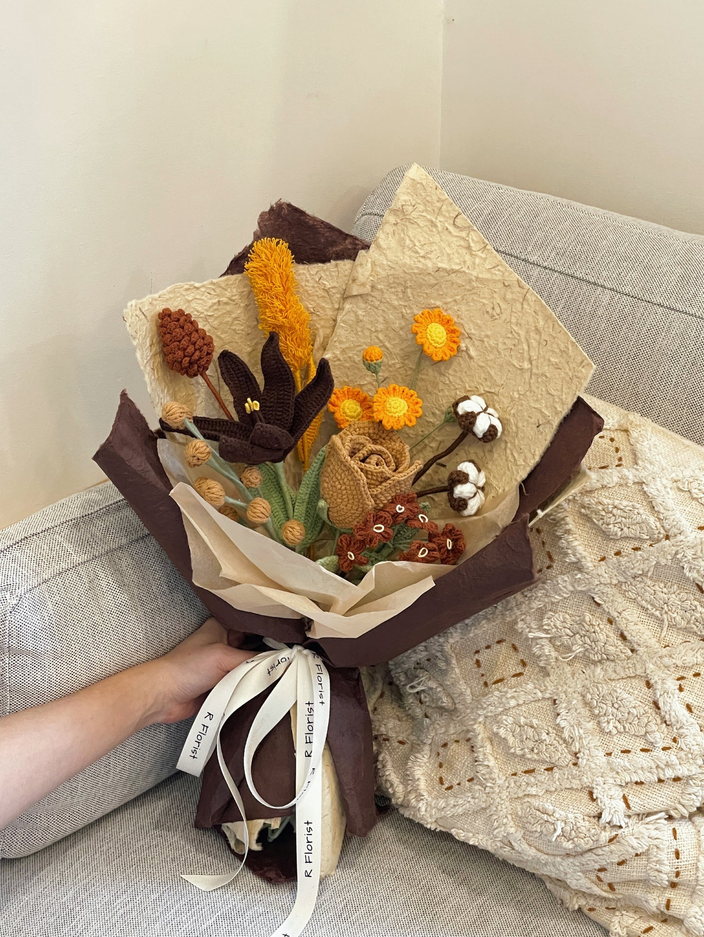 Retro Lily Rose Crochet Bouquet| preserved flower