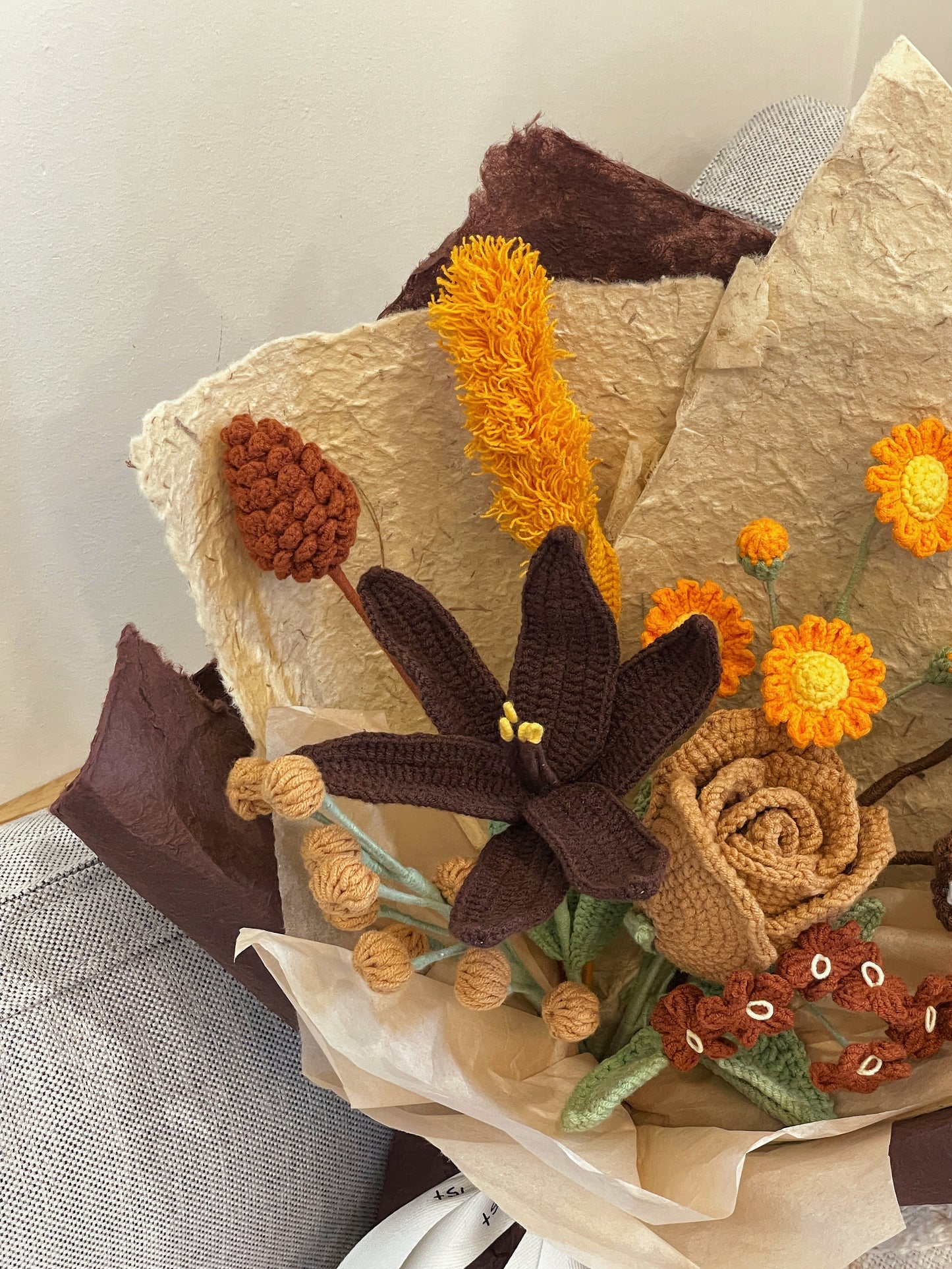 Retro Lily Rose Crochet Bouquet| preserved flower