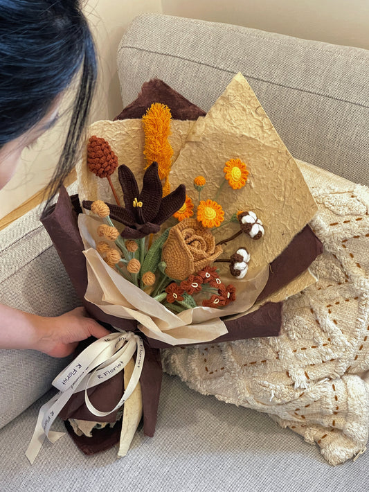 Retro Lily Rose Crochet Bouquet| preserved flower