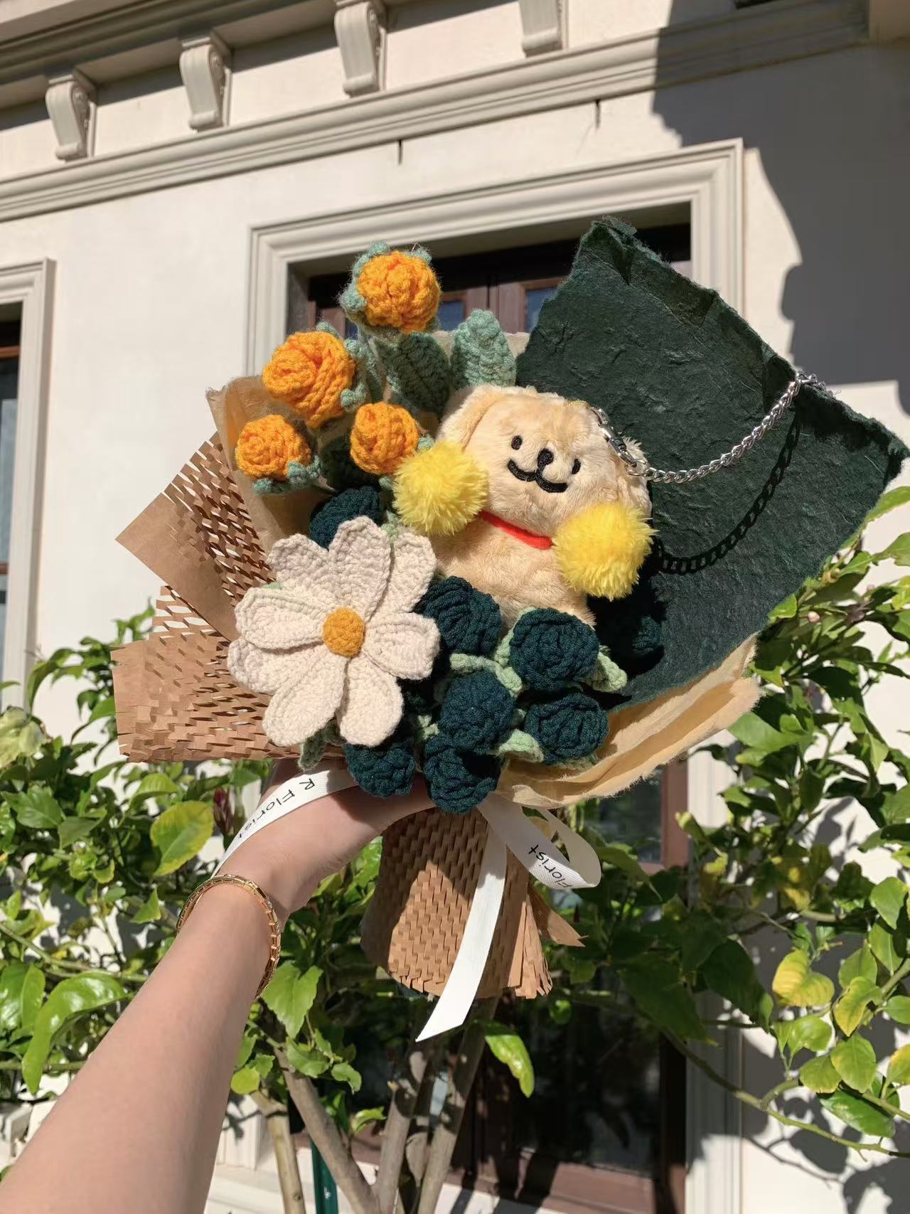 Cheerful doll Crochet Bouquet| Preserved Flower| Graduation| Friend's gift