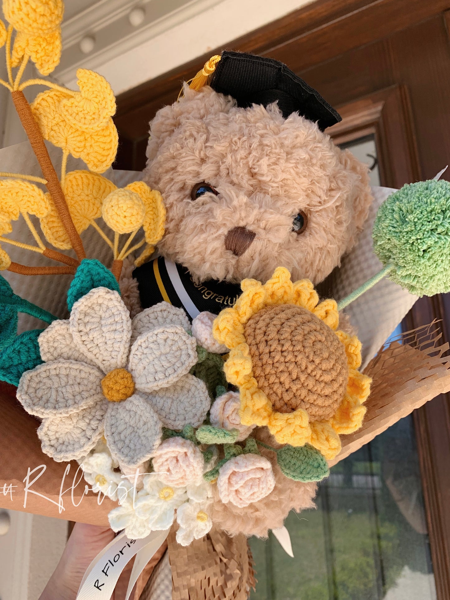 Graduation Teddybear Crochet Bouquet| Sunflowers| Preserved Flower