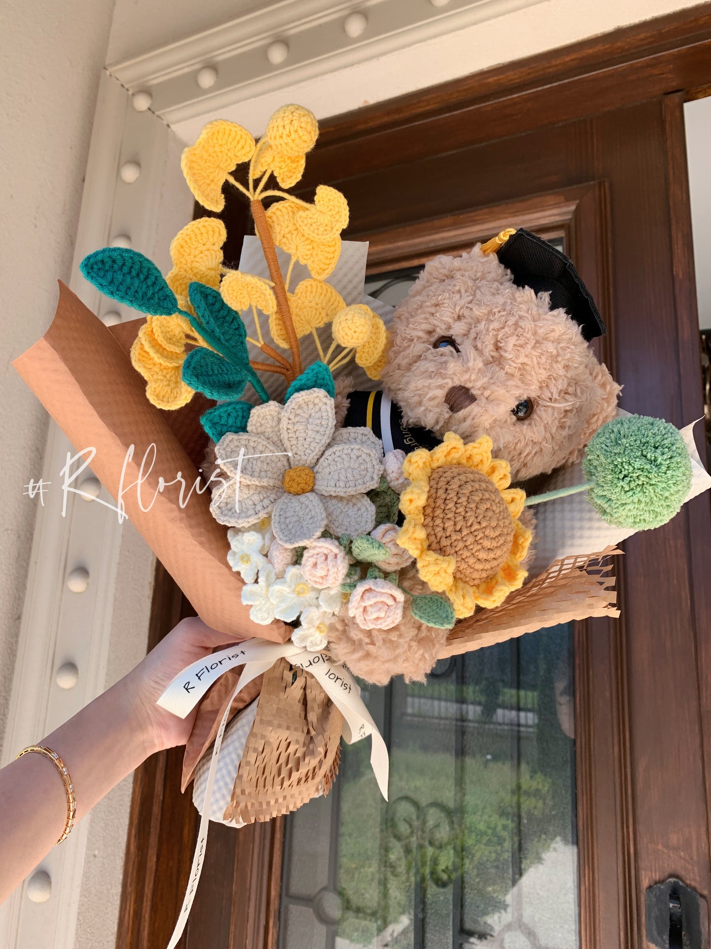 Graduation Teddybear Crochet Bouquet| Sunflowers| Preserved Flower