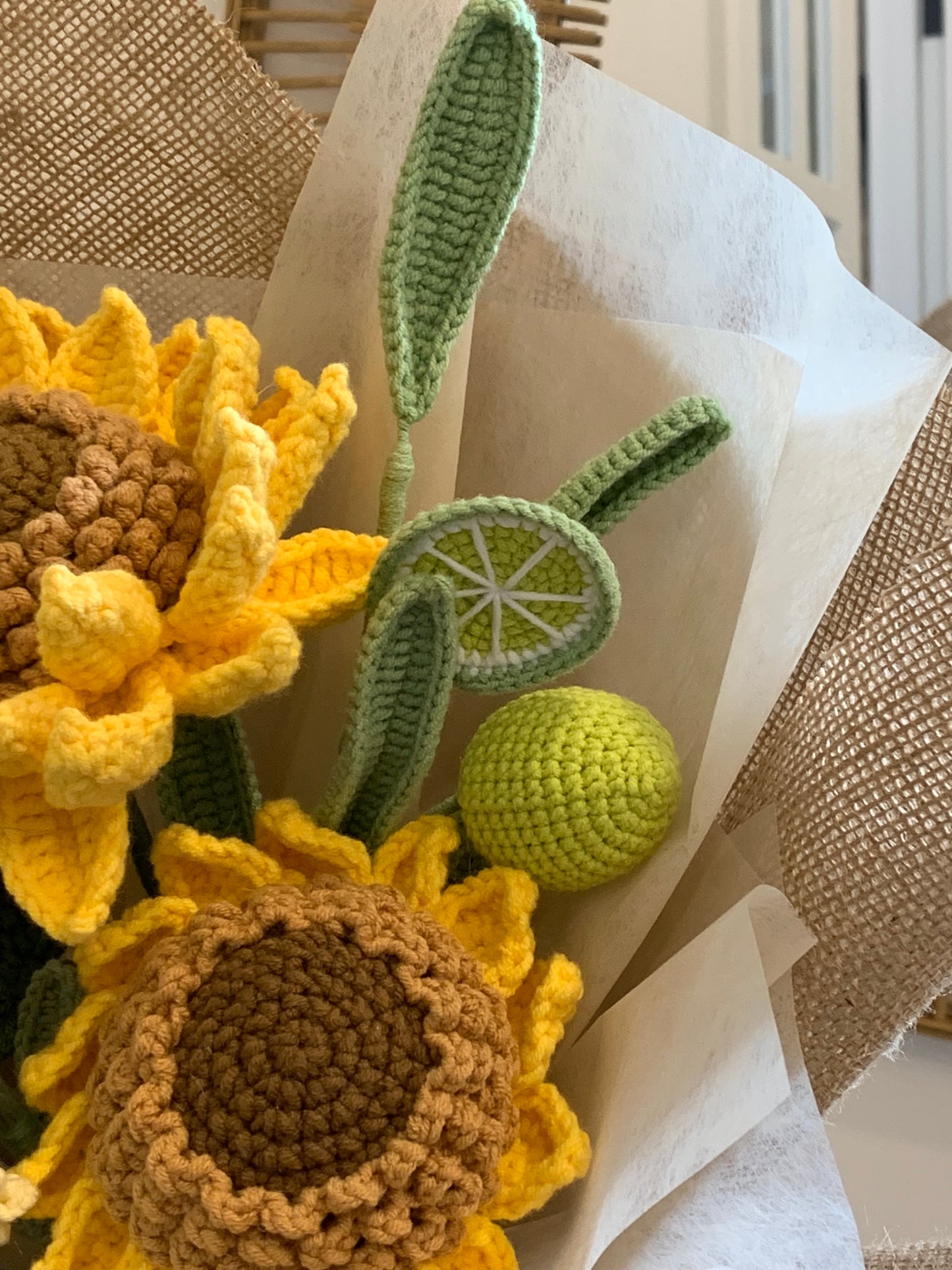 Sunflowers Crochet Bouquet| Natural Style| Preserved Flower